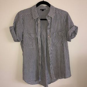 Topshop Grey and White Striped Button Up